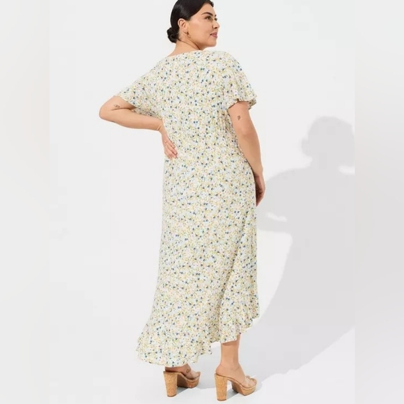 Torrid Maxi Rayon Slub Surplice Wrap Dress Ditzy Floral Plus Size 1X NWT - Picture 12 of 15